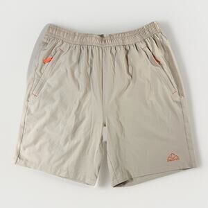 Outdoor Sports Mens Tan Athletic Shorts with Orange Accents Size M NWOT